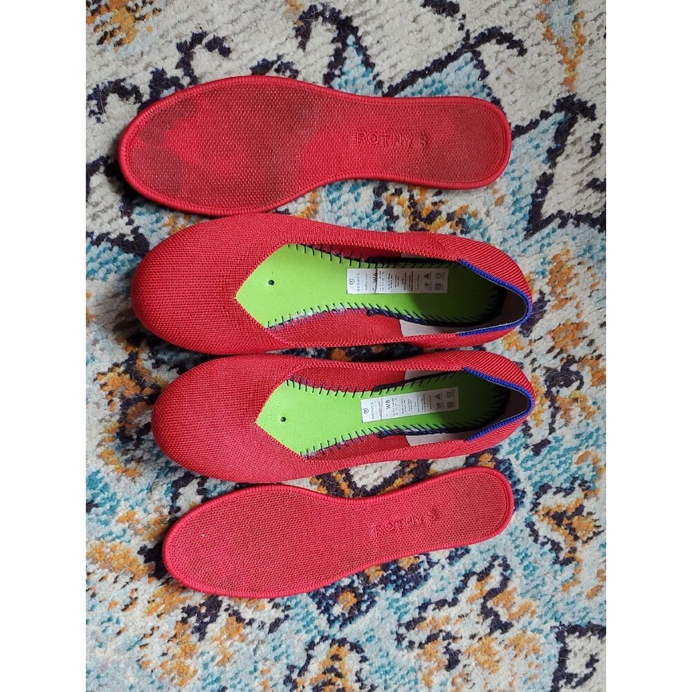 Rothy's Bright Red Round Toe Knit Slip-On Ballet Flats Size W8 - Picture 5 of 7